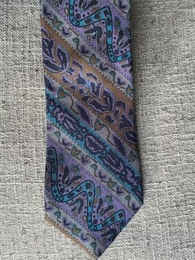 Albert Nipon Italian Silk Tie Blues & Purples Made in USA